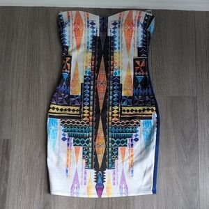 Love Culture Blue Strapless Bodycon Dress